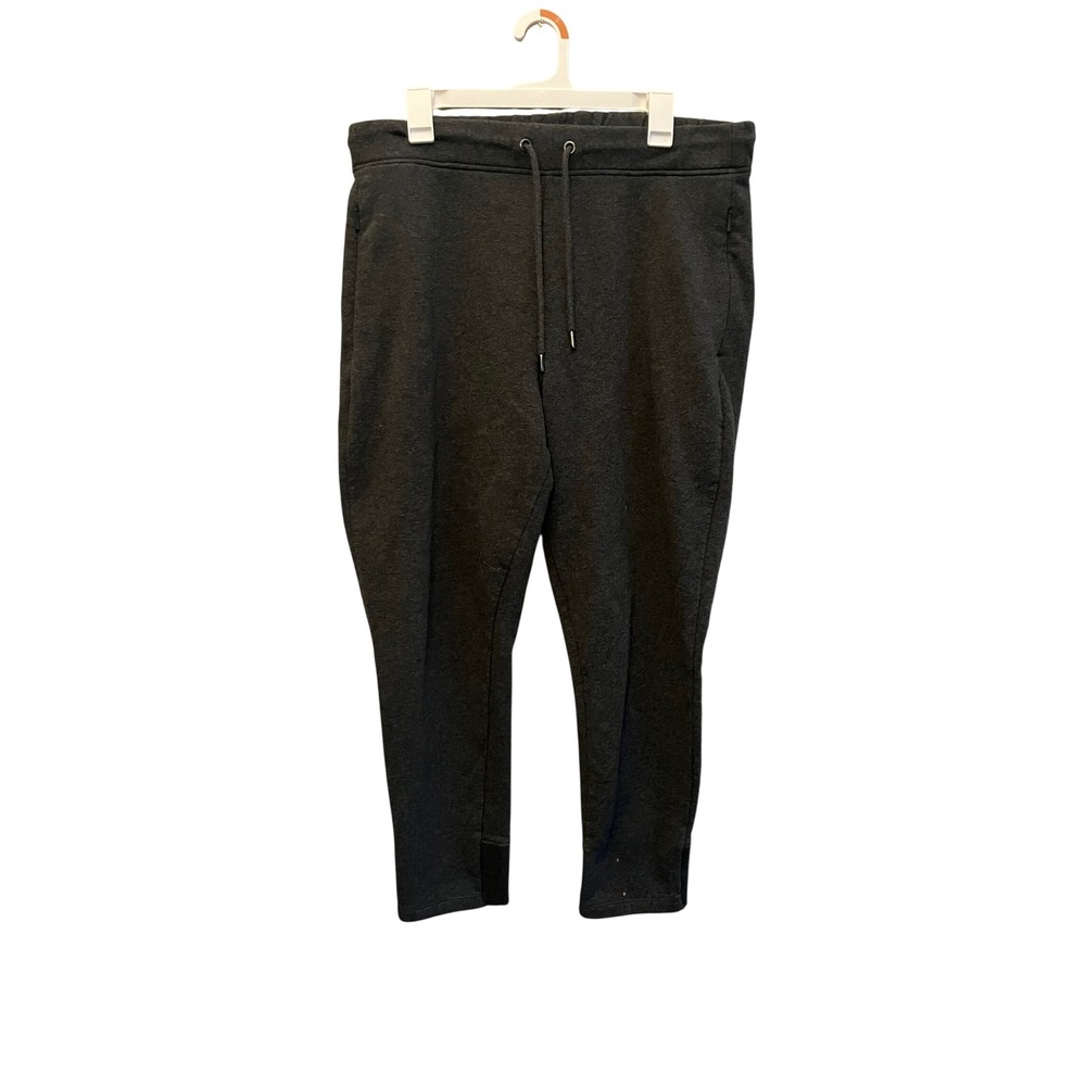 Banana Republic Mens Charcoal Gray Fleece Joggers Drawstring Zip Pockets L